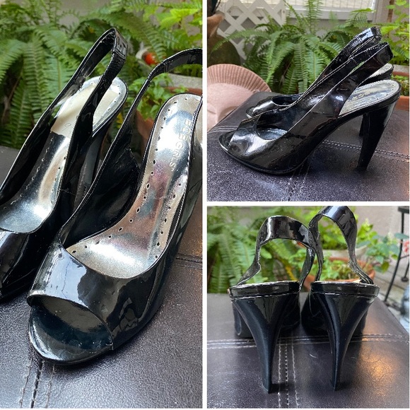 BCBGirls Black Slingback Peep Toe Heels Size 9 - Picture 3 of 12